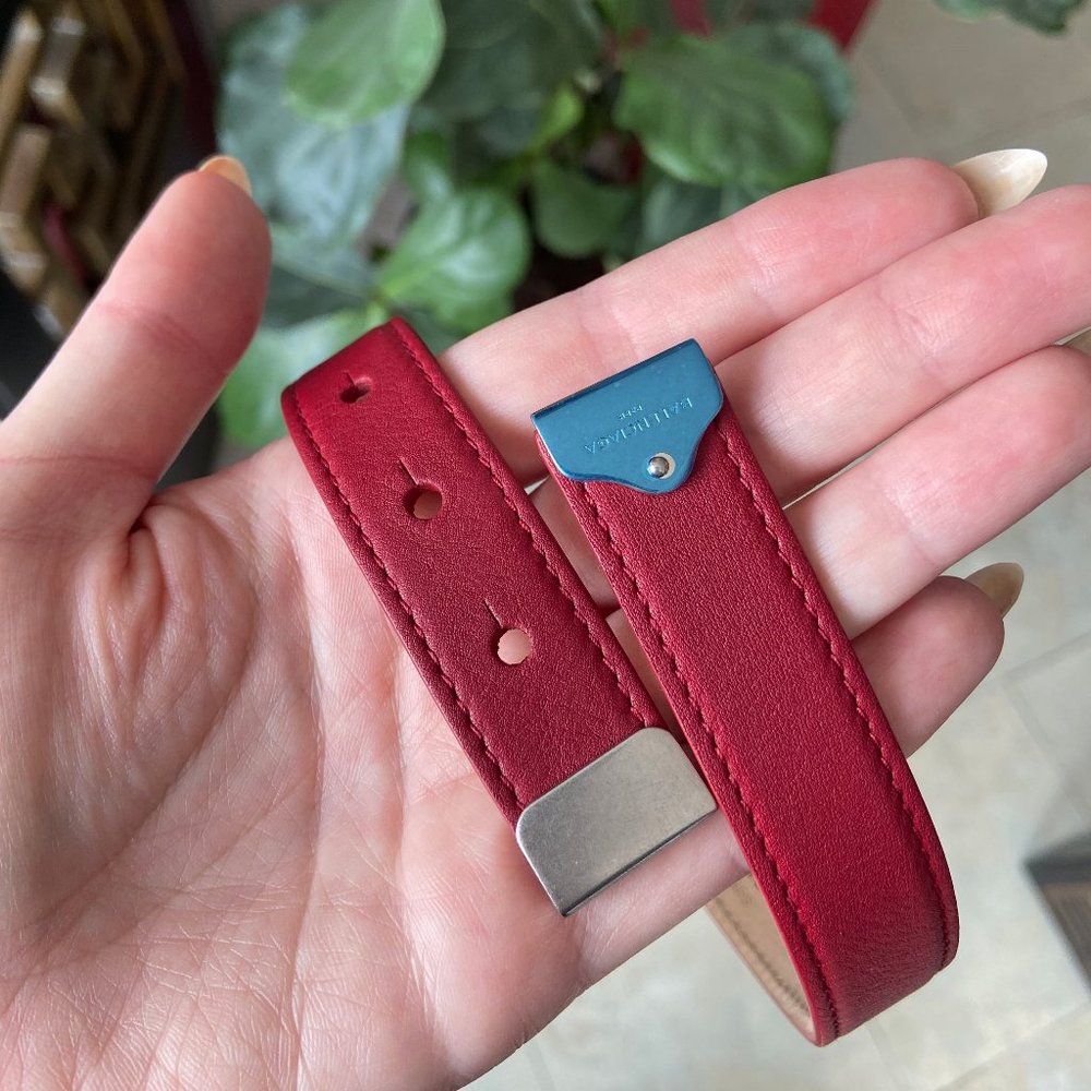 Balenciaga red leather double wrap bracelet New